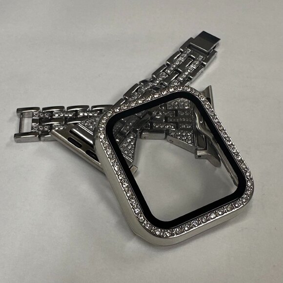 Bling Rhinestone Apple Watch Band & Protective Case Set - 40mm Silver - Picture 4 of 4
